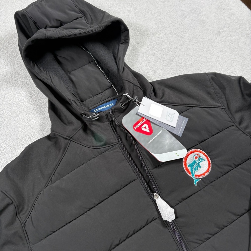 Cutter‎ & Buck NFL Miami Dolphins Football Evoke Eco Hybrid Hooded Jacket Mens L